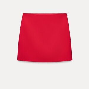 Zara red tweed lined mini skirt- size M- NWT